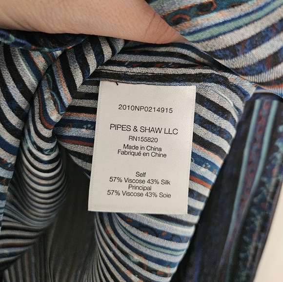 Veronica Beard Navy Malaya Mixed Stripe Tie Silk Button Down Blouse NWT Size 10 - Picture 10 of 14